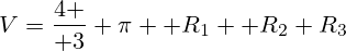 V={4 \over 3} \pi  R_1  R_2 R_3